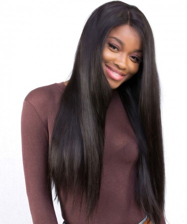 CARA Pre Plucked Straight Full Lace Wig Human Hair 120% Density Natural Color