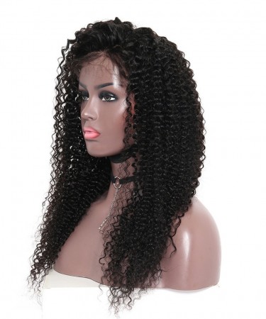 CARA Kinky Curly Silk Base Lace Front Wig Human Hair With Baby Hair 130% Density 18Inch