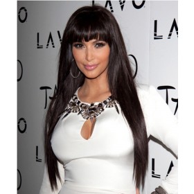 CARA 13x6  Deep Part 150% Density Silky Straight Lace Front Wigs With Bang