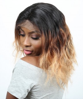 CARA 250% Denstiy Brazilian Body Wave Lace Front Human Hair Wigs With Baby Hair Pre Plucked Remy #1B/4/27 Color