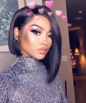 CARA 250% Density Cool Short Straight Bob Style Lace Front Human Hair Wigs 