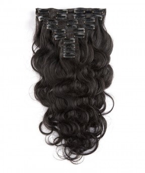 CARA Clip in Human Hair Extensions 120g 7pcs Brazilian Body Wave Remy Hair Natural Color