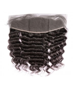 CARA Deep Wave Human Hair 13x4 Lace Frontal Natural Color Natural Hairline