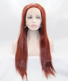CARA #130 Red Color Long Straight Synthetic Wig For Black Women