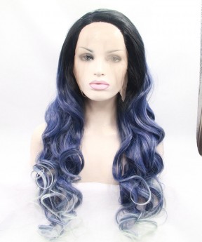 CARA 1B/Blue With White Highlight Synthetic Wig For Black Women