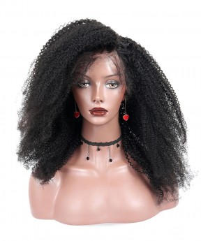 Mongolian Afro Kinky Curly Wig Lace Front Human Hair Wigs For Women Natural Color Pre-Plucked 130% Density Remy Wig 
