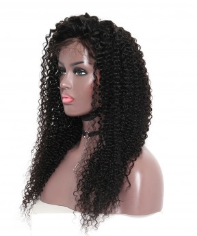 CARA Kinky Curly Silk Base Lace Front Wig Human Hair With Baby Hair 130% Density 18Inch