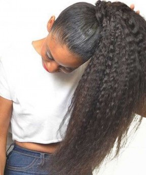 CARA Kinky Straight Ponytail For Women Coarse Yaki Clip In Ponytails Human Hair