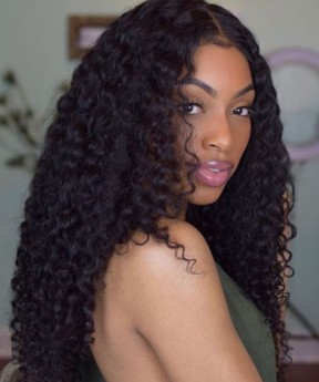 SALE! 18inch 150% Density Deep Curly Lace Front Human Hair Wigs Medium Cap Size 