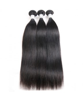 CARA 100% Brazilian Human Hair Weave Bundles Straight 3Pcs Natural Black 