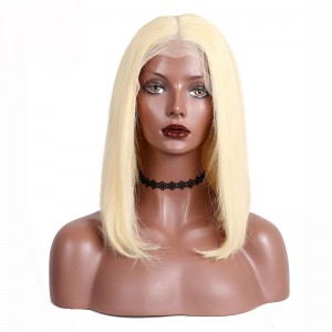 CARA 613 Blonde Lace Front Human Hair Wigs Straight Pre Plucked 130% Density Short Bob Wigs For Women