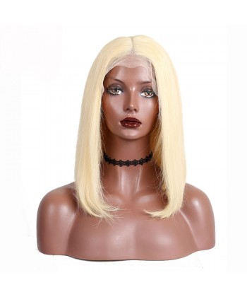 CARA 613 Blonde Lace Front Human Hair Wigs Straight Pre Plucked 130% Density Short Bob Wigs For Women