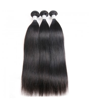 CARA 100% Brazilian Human Hair Weave Bundles Straight 3Pcs Natural Black 