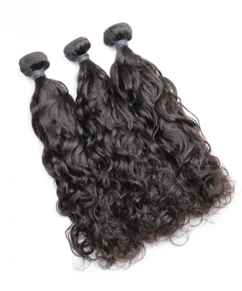 CARA 3 Pcs Water Wave Cutile Kept Remy Hair Weaves Peruvian Virgin Hair Bundles 