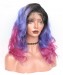 Luxury Natural Wave 1B/Purple/Pink Ombre Color 13x6 Lace Front Human Hair Wigs 180% Density